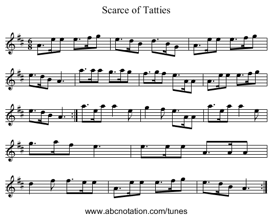 Scarce of Tatties - staff notation