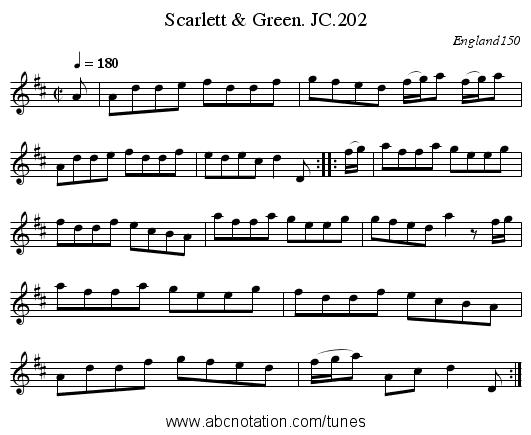 Scarlett & Green. JC.202 - staff notation