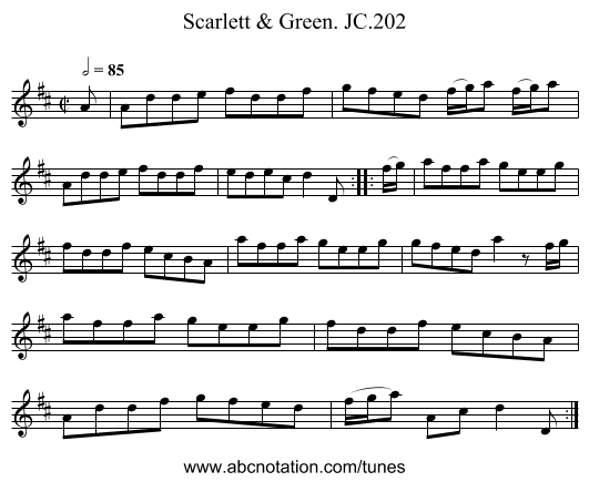 Scarlett & Green. JC.202 - staff notation