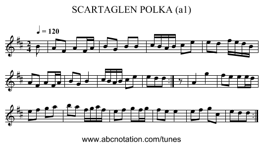 SCARTAGLEN POLKA (a1) - staff notation