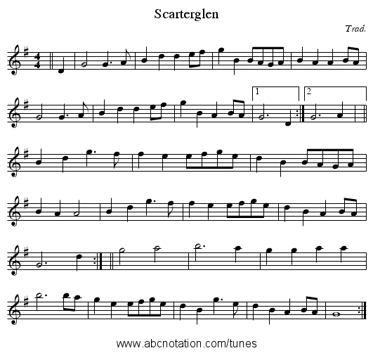 Scarterglen - staff notation