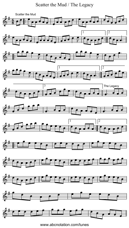 Scatter the Mud / The Legacy - staff notation