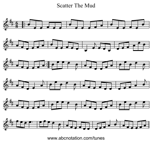 Scatter The Mud - staff notation