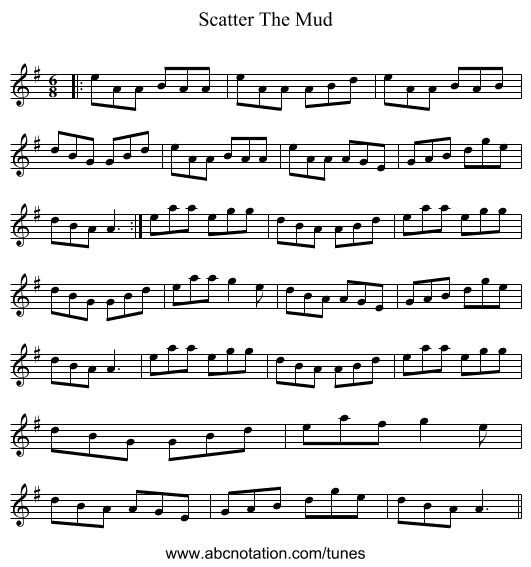 Scatter The Mud - staff notation