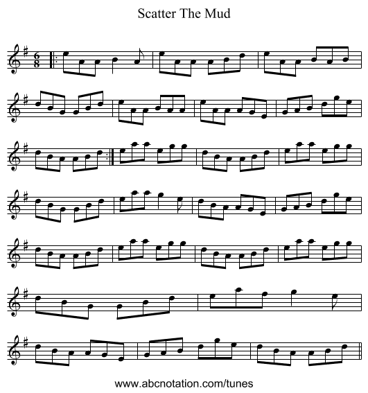 Scatter The Mud - staff notation