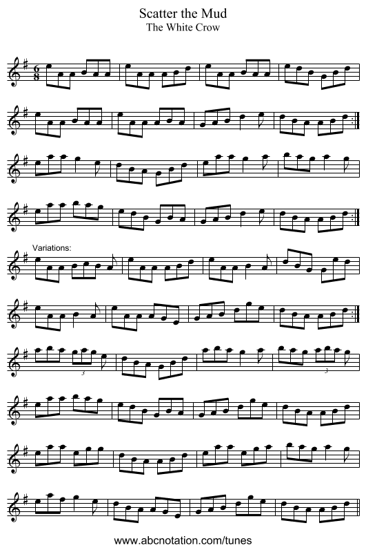 Scatter the Mud - staff notation