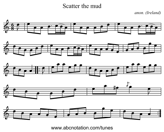 Scatter the mud - staff notation