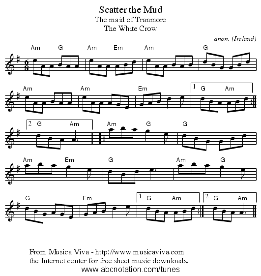 Scatter the Mud - staff notation