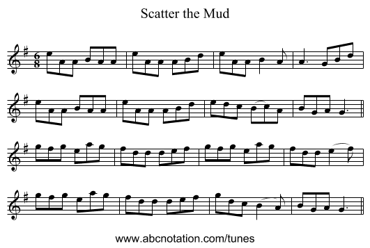 Scatter the Mud - staff notation
