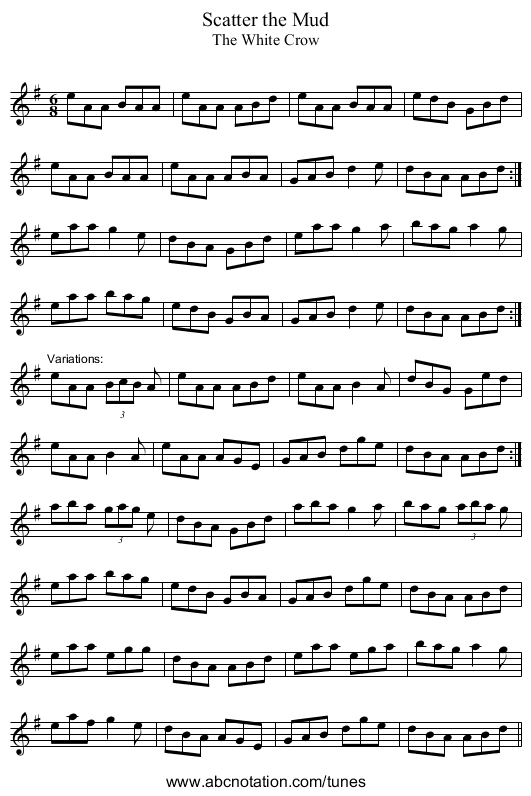 Scatter the Mud - staff notation