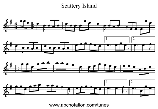 Scattery Island - staff notation