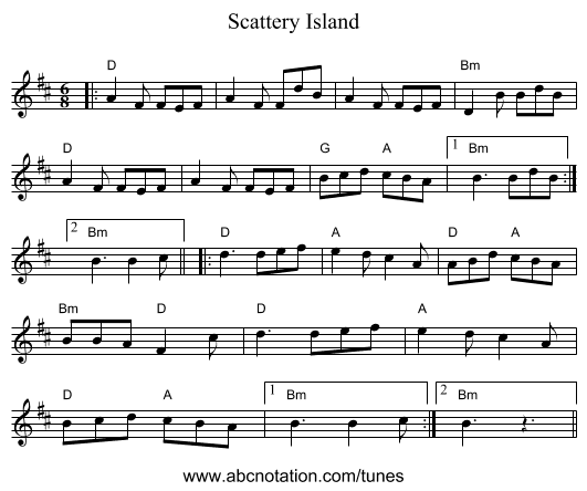Scattery Island - staff notation