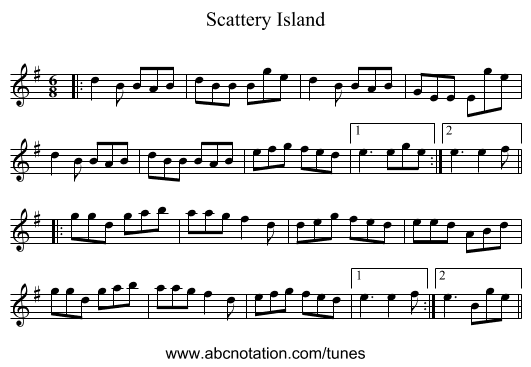 Scattery Island - staff notation