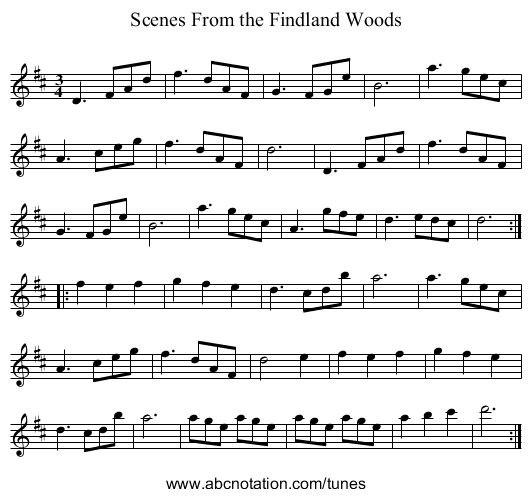 Scenes From the Findland Woods - staff notation