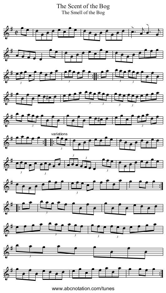 Scent of the Bog, The - staff notation