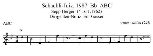 Schachli-Juiz. 1987  Bb  ABC - staff notation