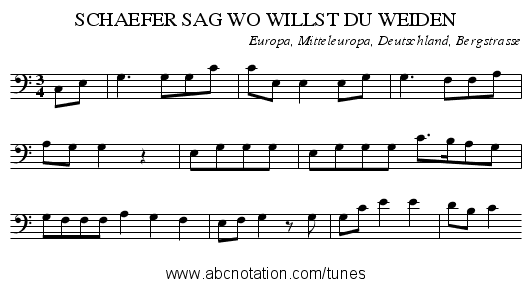 SCHAEFER SAG WO WILLST DU WEIDEN - staff notation