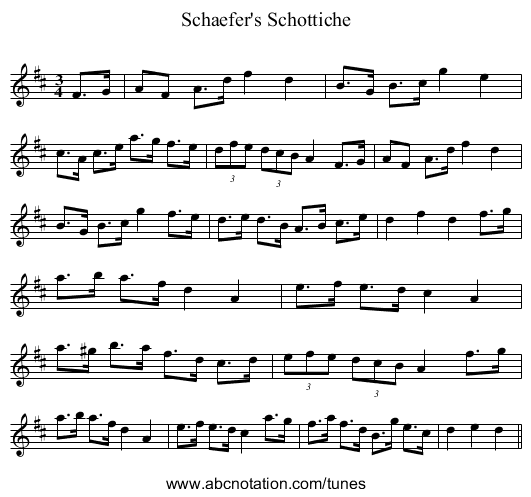 Schaefer's Schottiche - staff notation