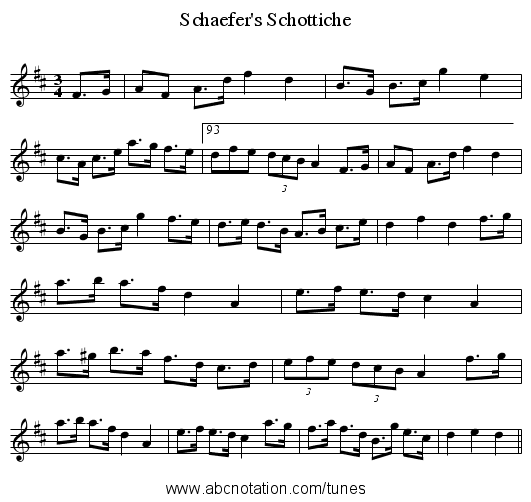 Schaefer's Schottiche - staff notation