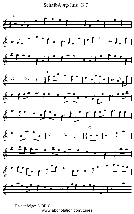 SchafbÃ¤rg-Juiz  G 7+ - staff notation