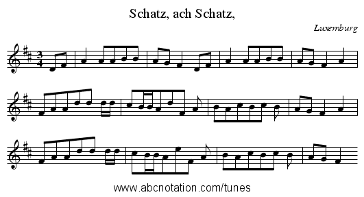 Schatz, ach Schatz, - staff notation