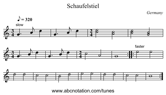 Schaufelstiel - staff notation