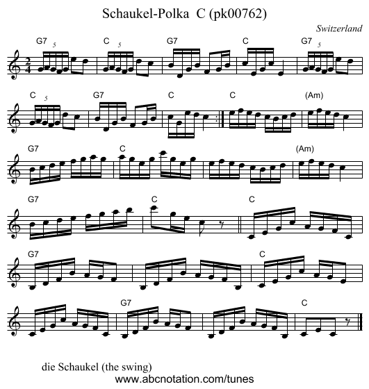 Schaukel-Polka  C (pk00762) - staff notation