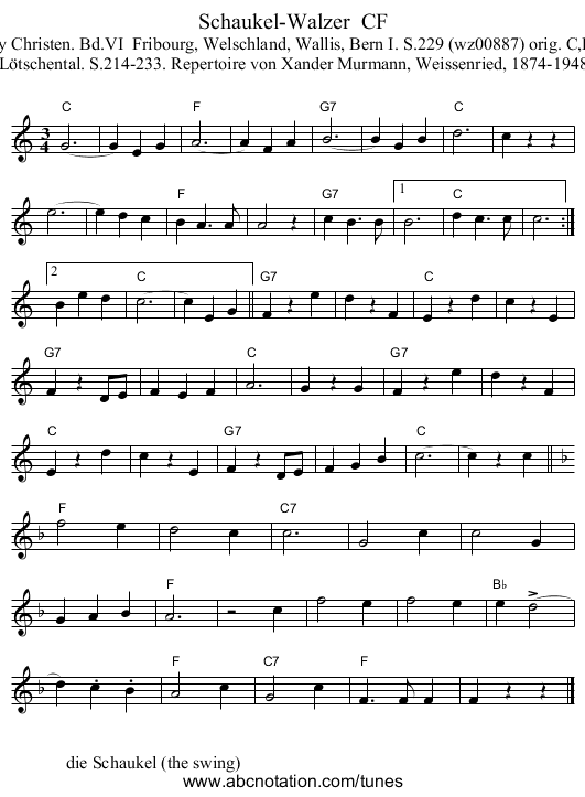 Schaukel-Walzer  CF - staff notation