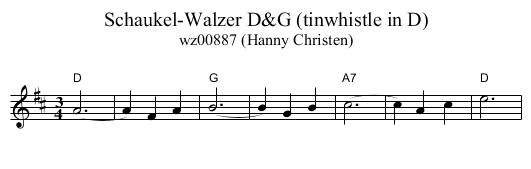 Schaukel-Walzer D&G (tinwhistle in D) - staff notation