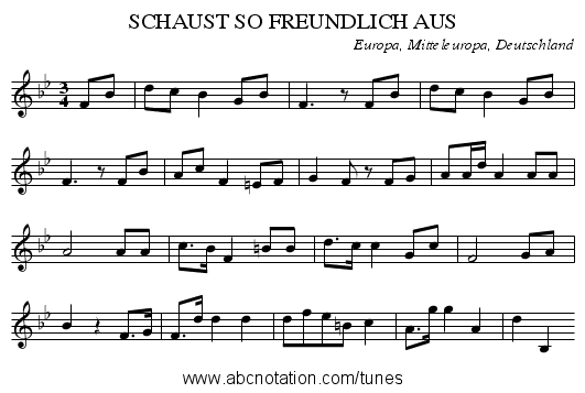 SCHAUST SO FREUNDLICH AUS - staff notation