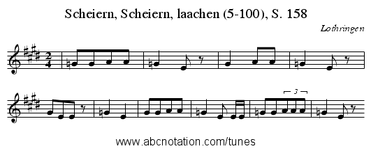 Scheiern, Scheiern, laachen (5-100), S. 158 - staff notation
