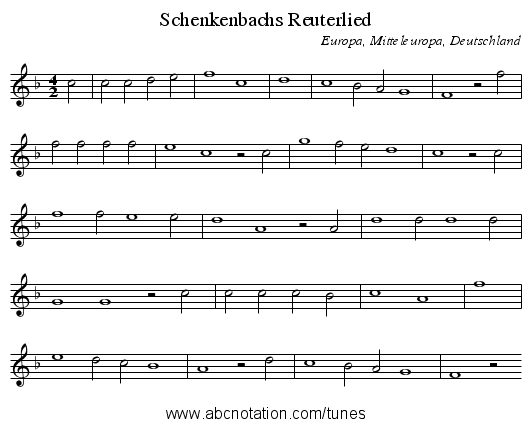 Schenkenbachs Reuterlied - staff notation