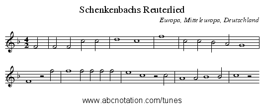 Schenkenbachs Reuterlied - staff notation