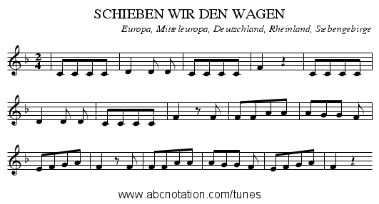 SCHIEBEN WIR DEN WAGEN - staff notation