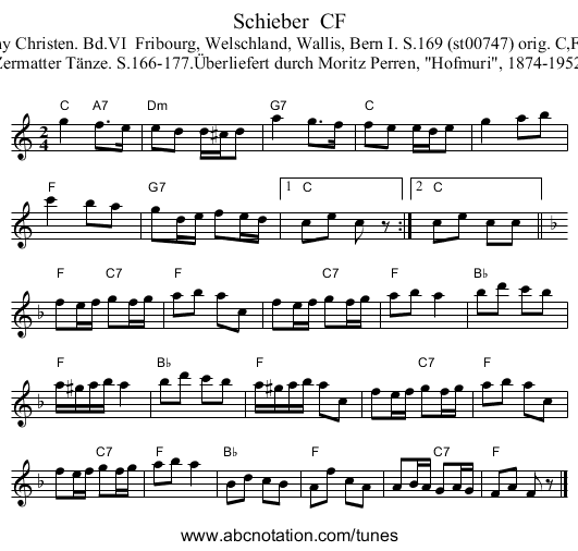 Schieber  CF - staff notation