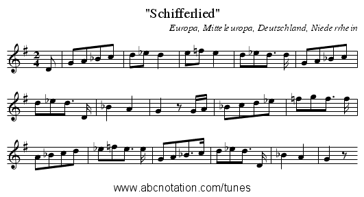 Schifferlied - staff notation