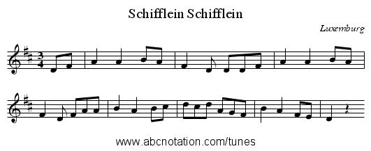 Schifflein, Schifflein - staff notation
