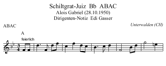 Schiltgrat-Juiz  Bb  ABAC - staff notation