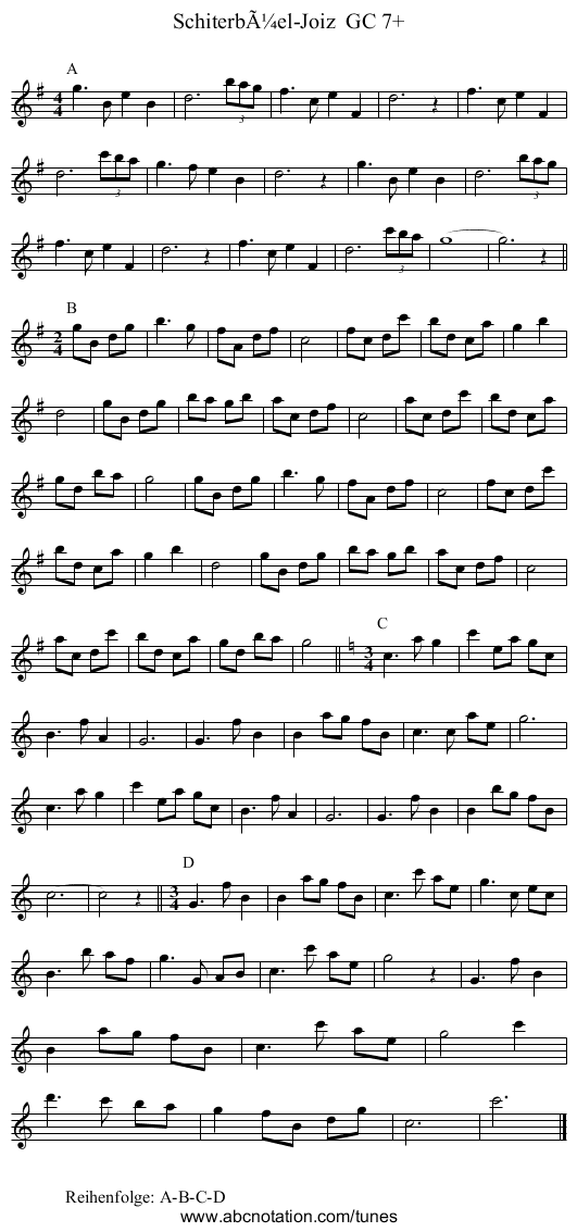 Schiterbüel-Joiz GC 7+ - staff notation