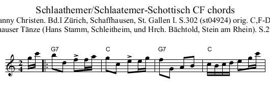 Schlaathemer/Schlaatemer-Schottisch CF chords - staff notation
