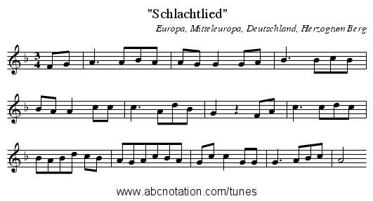 Schlachtlied - staff notation