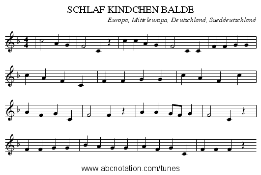 SCHLAF KINDCHEN BALDE - staff notation