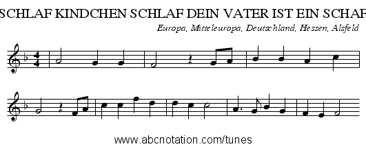 SCHLAF KINDCHEN SCHLAF DEIN VATER IST EIN SCHAF - staff notation