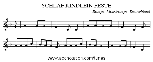 SCHLAF KINDLEIN FESTE - staff notation