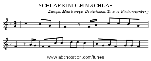 SCHLAF KINDLEIN SCHLAF - staff notation