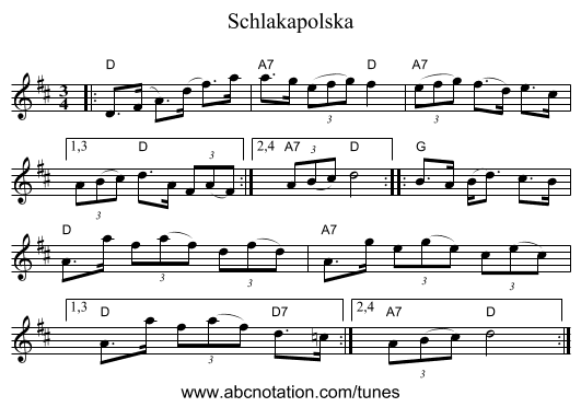 Schlakapolska - staff notation