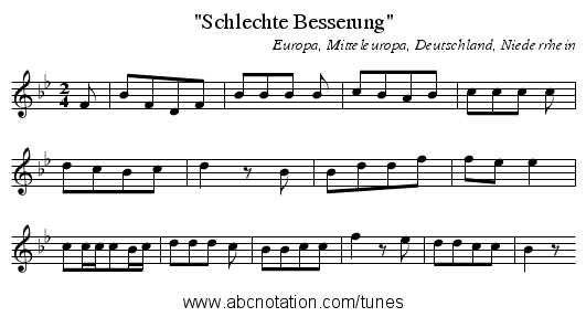 Schlechte Besserung - staff notation