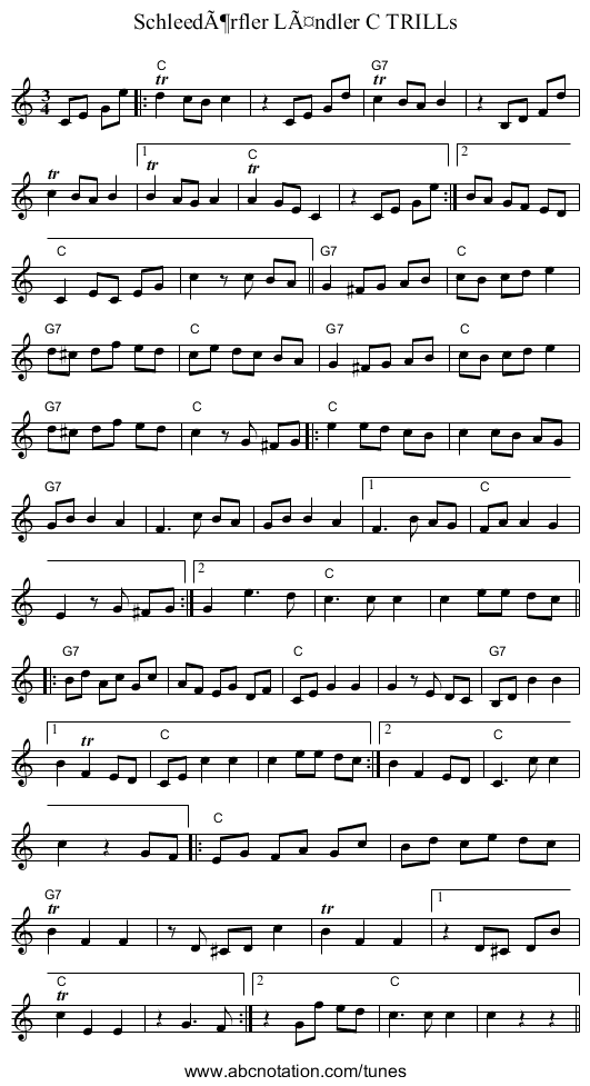SchleedÃ¶rfler LÃ¤ndler C TRILLs - staff notation