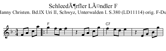 SchleedÃ¶rfler LÃ¤ndler F - staff notation