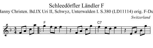 Schleed&ouml;rfler L&auml;ndler F - staff notation